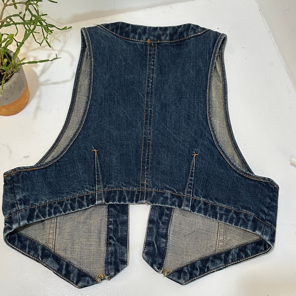 Free People Dark Blue Cropped Denim Vest - Picture 4 of 8